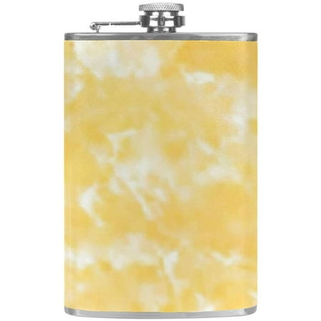 

josid Tie Dye 3.6x6in Stainless Steel Small Flask Leak-Proof Stainless Steel Construction Wrapped in Premium Two-Layer Leather Nano-Printed Design 227ml Capacity