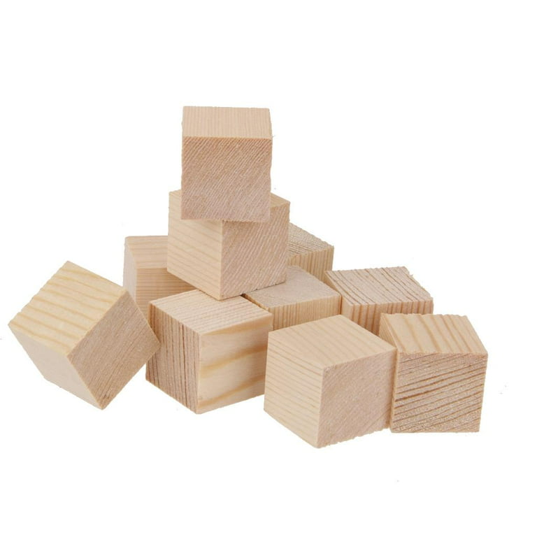 1 inch Wooden S, 10 Unfinished Plain Wooden Square Blocks, Baby Shower Decorating Blocks, for Puzzle Making, Crafts, and DIY Projects, Infant Boy's
