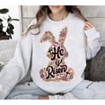 thumbnail image 4 of He is Risen Sweatshirt,Bunny Rabbit Matthew 28:6, Retro Easter Christian bible Spring Floral Easter, 4 of 4