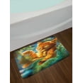 thumbnail image 2 of Cats Bath Mat, Fantasy Painting Radiant Orange Cartoon Cat Peacock Feather Bird Magical Dreamy, Non-Slip Plush Mat Bathroom Kitchen Laundry Room Decor, 29.5 X 17.5 Inches, Orange Green Blue, Ambesonne, 2 of 2