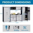 thumbnail image 2 of IKIMI 6-Piece Garage Storage Cabinet Set, Heavy Duty Metal Garage Cabinets System Workshop Set with 2* Tall Tool Cabinets+ 2 * Wall Mounted Cabinet+ 2 * Tool Cabinet with Wheels, Gray, 2 of 8