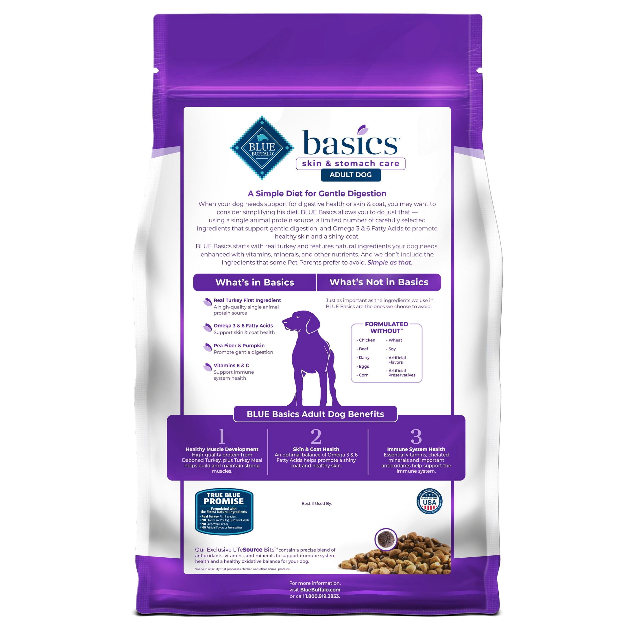 Blue Buffalo Basics Grain Free Adult Dry Dog Food, Turkey, Chicken Free, 4lbs