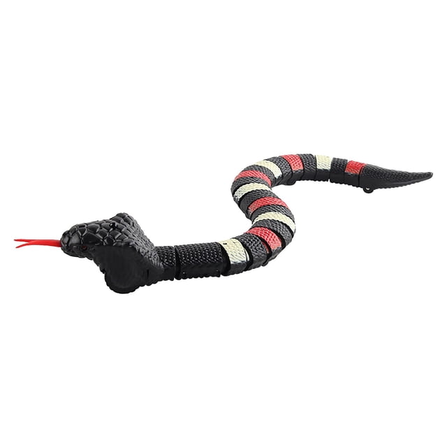 Black Remote Control Snake Toy 15.4 Inch Plastic Robotic Rattlesnake With Sound Moving Reptile Prank Gift For Halloween Christmas Party Black