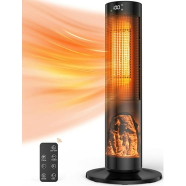 Trustech 1500W 26in Electric  Tower Space Heater with Thermostat & 3 Modes, 60° Oscillation, 12H Timer, Remote Control, Safe and Quiet Ceramic Heater, for Indoor Use