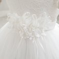 thumbnail image 6 of Girl's 3D Flower Waist Tulle Dress, Baby Toddler Flower Girl Wedding Dress with Bowknot, Shiny Butterfly Pageant Formal Dress for Birthday Christmas Party, 6M-5Y White 110, 6 of 7