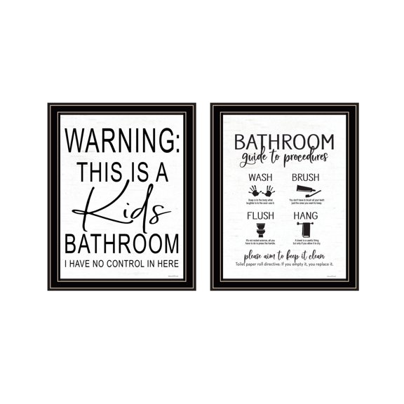 Trendy Decor 4U "Bathroom Guide to Procedures" Framed Wall Art for Bathroom, Wall Art Print for Home Decor, Bathroom Wall Art by Lettered & Lined