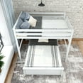 thumbnail image 5 of Plank+Beam Solid Wood Bunk Bed, L Shaped Full-Over-Full Bed Frame with Ladder on End, White, 5 of 8