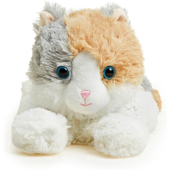 warmies 13” Calico Cat Stuffed Animal, Microwavable Heated Plushies and Weighted Soft Plush Toys