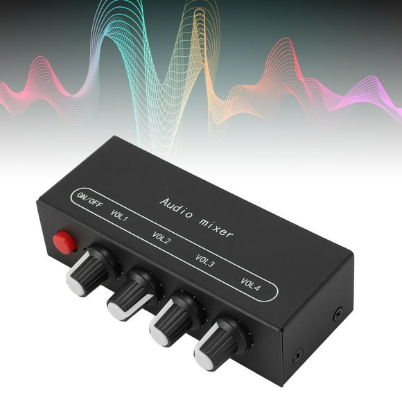 Mezclador de Línea, Puerto de Salida de Entrada de 4 Canales de 3.5 mm DC5-12V Estereo de Línea de Sonido NJM4556A AMPLIFORADOR OPERATORAL DUAL PARA MICRÓFONO