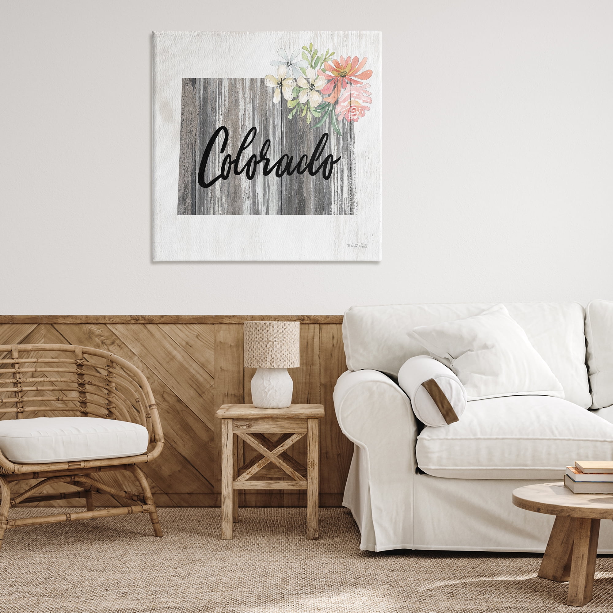 Stupell Industries Shabby Chic Colorado Botanical & Floral Painting Gallery Wrapped Canvas Art Print Wall Art, 36 x 36