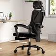 thumbnail image 6 of BISHE Ergonomic Office Chair with Footrest & Adjustable Headrest, Reclining Computer Chair with Customizable Lumbar Support, Breathable Mesh Back & Seat, 360° Swivel Wheels, Black, 6 of 8