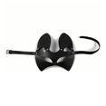 thumbnail image 1 of Accesorio de disfraz de gato de cuero de PU, suave, hecho a mano, estilo gótico punk misterioso, cubierta facial de gato para cosplay negra, borde bronceado simple, 1 of 14
