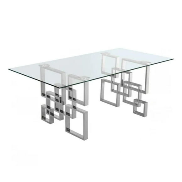 Table de salle à manger en verre de la collection Heavenly en argent