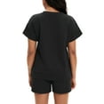 thumbnail image 3 of ATHLECHIC Women's Summer 2 Piece Short Sleeve Tops Shorts Pants Lounge Sets S Black, 3 of 5