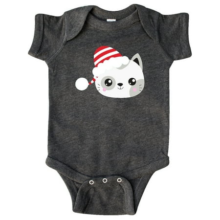 

Inktastic Christmas Cat Cat With Santa Hat White Cat Gift Baby Boy or Baby Girl Bodysuit