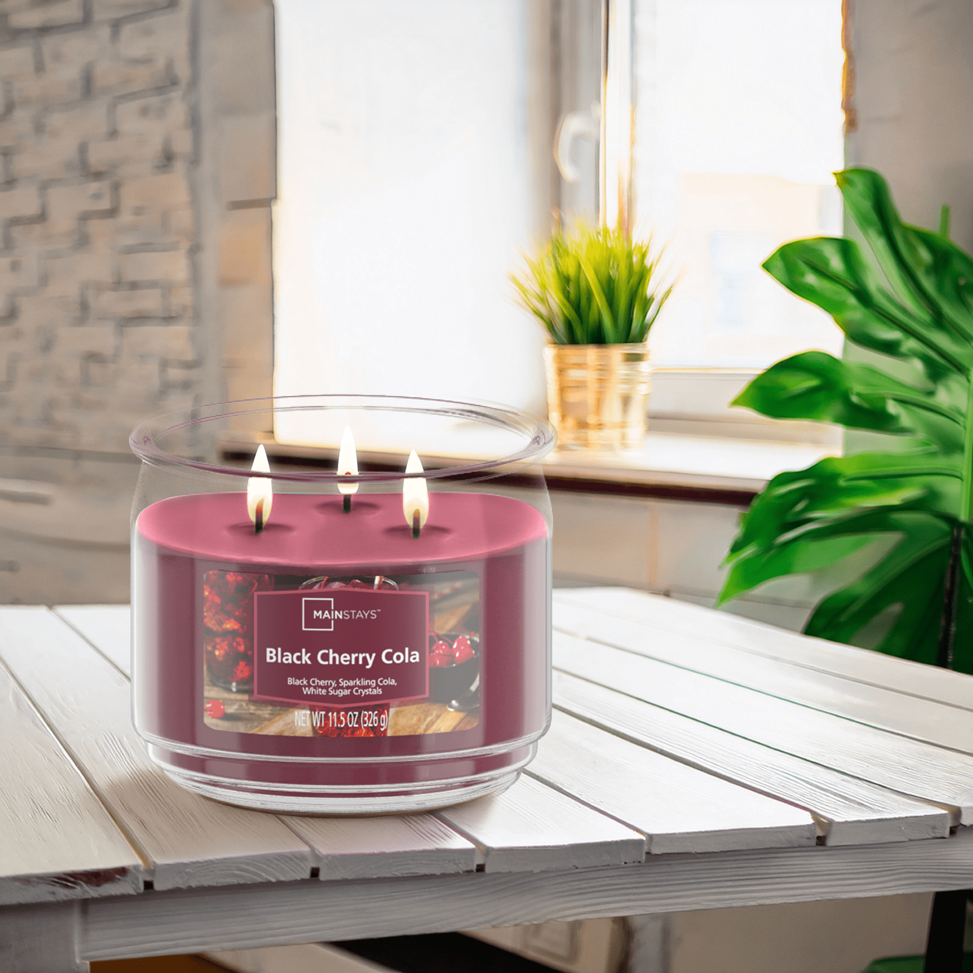 Mainstays 3-Wick Scented Glass Jar Candle, Black Cherry Cola -Wick, 11.5oz.