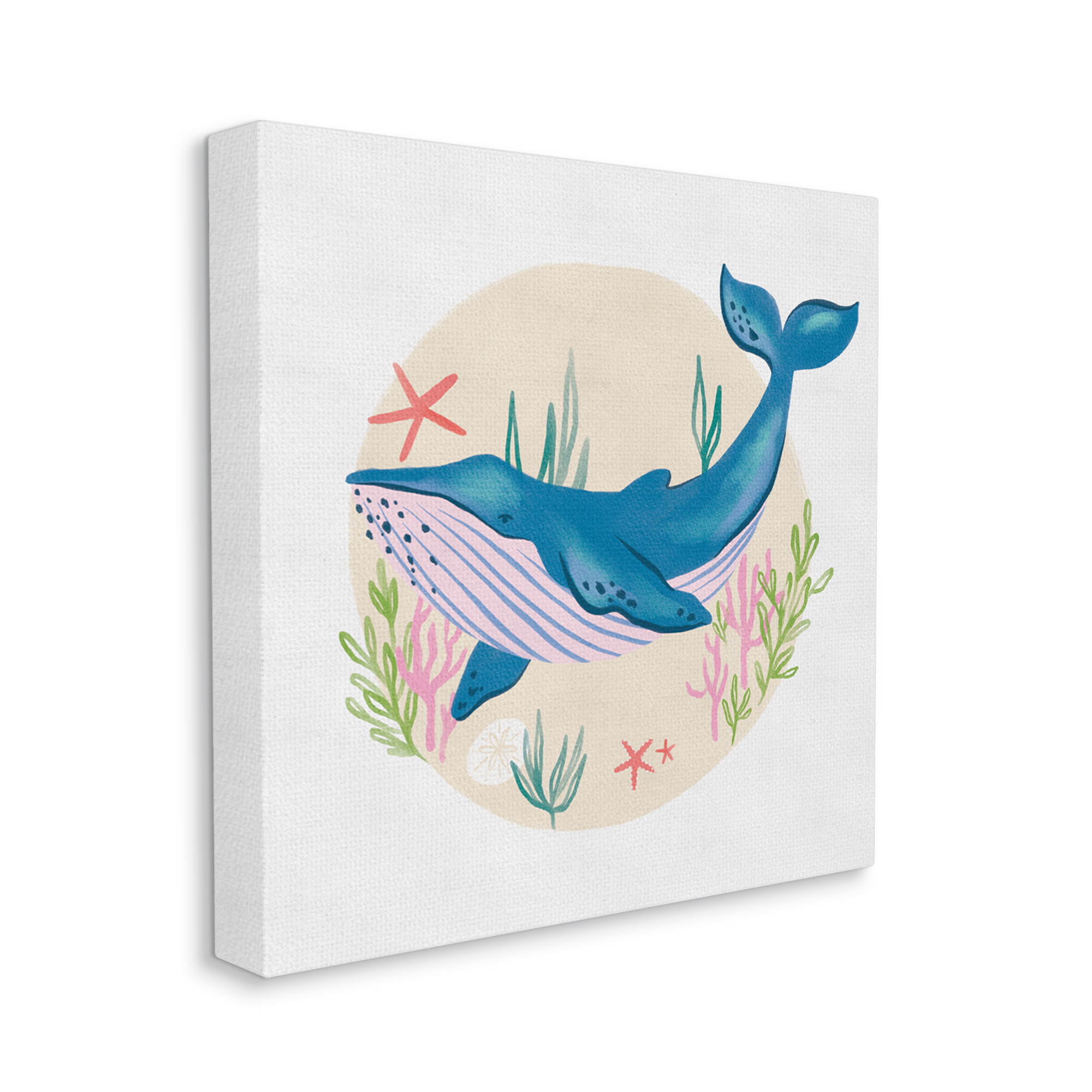 Stupell Industries Joyous Whale Roaming Seaweed Deep Ocean Marine Mammal,36 x 36, Design by Deborah Curiel