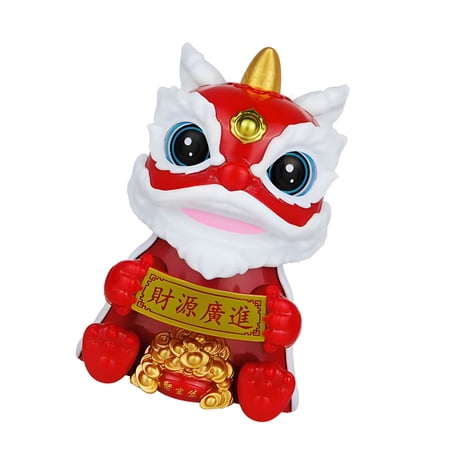 Lions Dance Solar Car Dashboards Ornament Traditional Chinese Decoration Plastic Figurine For Holiday