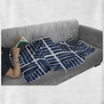 thumbnail image 6 of Geometric Soft Flannel Fleece Throw Blanket, Modern Stripes in Squares Shape Geometrical Minimalist Design Print, Cozy Plush for Indoor and Outdoor Use, 50" x 60", Night Blue and White, by Ambesonne, 6 of 6