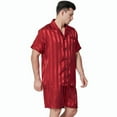thumbnail image 3 of LONXU Men's Pajamas Short Sleeve Silk Satin Luxury Drawstring Nightwear Sets S - XXXXL, 3 of 4