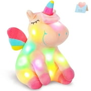 30cm LED Light Musical Unicorn Plush Toys Soft Cute Green Pink Light-up Stuffed Animals for Girls Birthday Gift Glowing Toy PINK