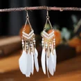 thumbnail image 3 of Bohemian Ethnic Feather Dangle Earrings For Women Trendy Long Tassel Colorful Beads Drop Earrings Lady Female Boho Jewelry, 3 of 6