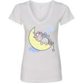 thumbnail image 3 of Inktastic Unicorn Moon Women's V-Neck T-Shirt, 3 of 5