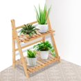 thumbnail image 4 of Double Tier Bamboo Storage Balcony Plant Shelf Folding Flower Pot Stand, 4 of 7