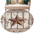 thumbnail image 6 of Texas Star Grey Wooden Round Rug 5ft Washable Circle Kitchen Rugs Non Slip Farmhouse Berry Countryside Large Area Rug Indoor Floor Carpet for Bedroom Living Room Home Office Dining Room Nursery, 6 of 8