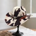 thumbnail image 3 of RUINIXCW Western Cow Print Cowgirl Hat for Women Cowboy Hat for Men Adult Unisex Metal Bull Buckle Wide Brim Felt Fedora Hats Classic Cowboy Hats Rodeo Outfit Accessories, 3 of 8