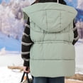thumbnail image 7 of Kids Puffer Vest Girls Detachable Hood Sleeveless Padded Gilet Zip Snap Cargo Flap Pockets Adjustable Waist Warm Winter Outerwear Waistcoat, 7 of 7