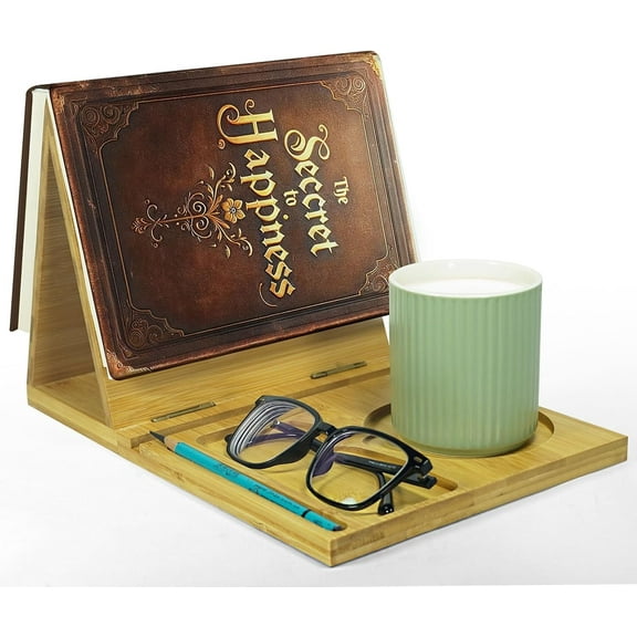 ZenRich Bamboo and Wooden Book Stand with Page Rest and Holders