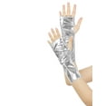 thumbnail image 4 of INSPIRE CHIC Women's Metallic Shiny Fingerless Short Gloves Shimmer Arm Warmers for Halloween Cosplay 1 Pair Silver One Size, 4 of 6