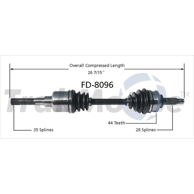 TrakMotive CV Axle Shaft FD-8096 Premium; OEM Replacement