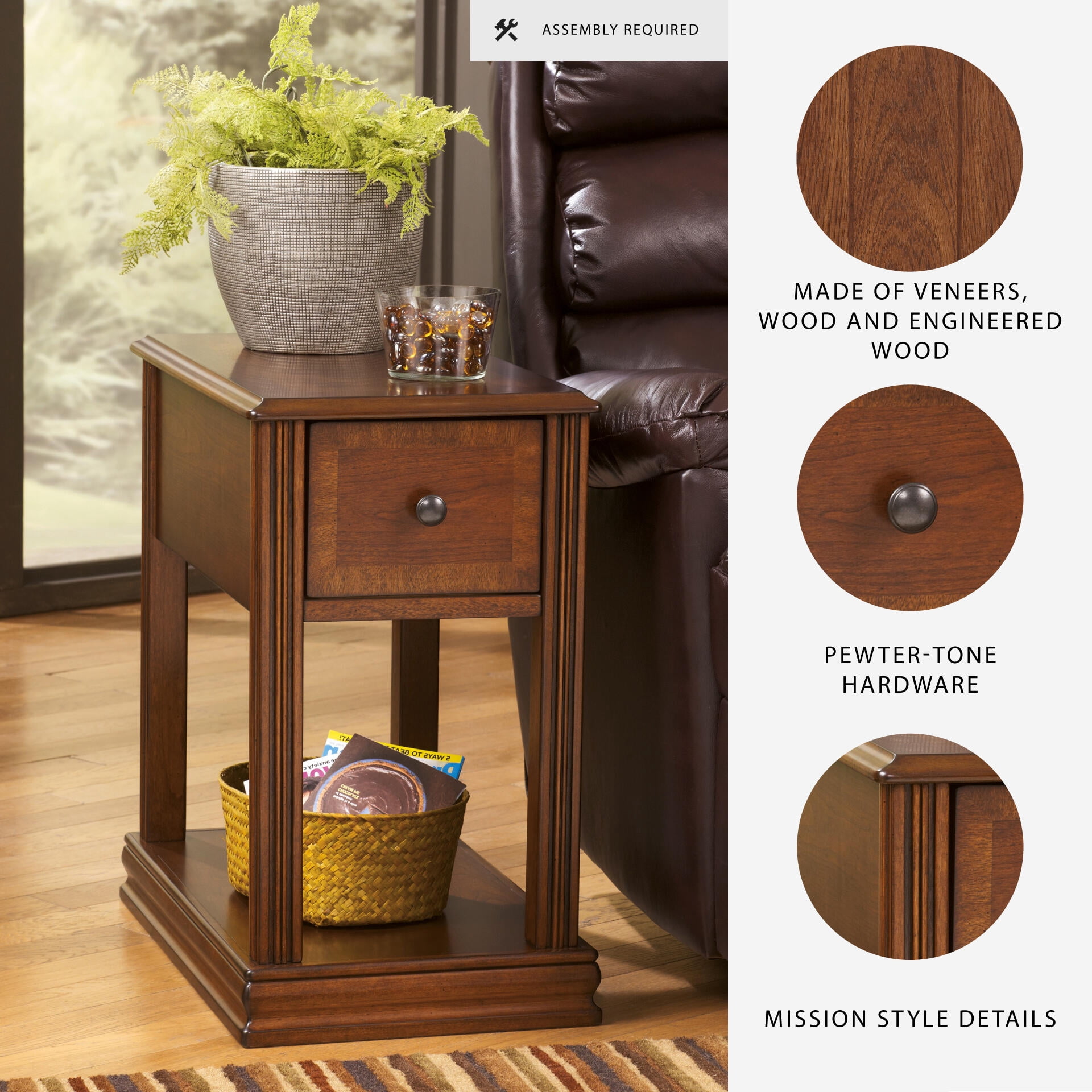 Signature Design by Ashley Contemporary Breegin Chairside End Table Brown