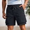 thumbnail image 3 of Cargo Shorts for Men Summer Casual Lightweight Elastic Waist Wide Straight Leg Loose Athletic Shorts with Pockets, 3 of 5
