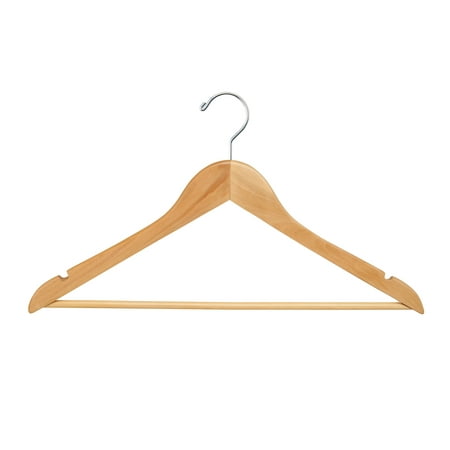 Econoco - WH1761BNCP25 - 17" Oak Flat Hanger with Chrome Hook and Slack Bar - Sold in Pack of 25