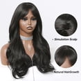 thumbnail image 3 of Peluca de cabello sintético con flequillo para mujer Afro, pelo largo negro Natural, fibra suave de alta temperatura, Cosplay diario, 3 of 4