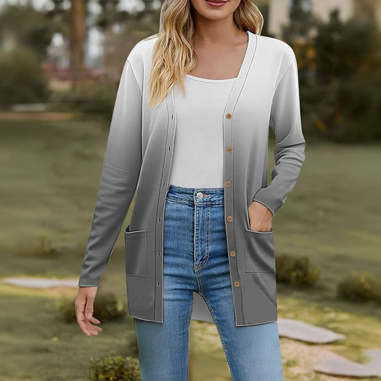 GTEYOIJN a Lady's Cardigan Has Pockets and Buttons Navy Blue Cardigan for  Women Women’S 2025 Fall Fashion Cardigan Lightweight Soft Knit Cardigan for 