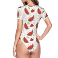 thumbnail image 4 of Daiia Hand Drawn Watermelon print Women's Crew Neck Short Sleeve Bodysuit Fashion Tops Fit Casual Basic Extender Bodysuit-XX-Large, 4 of 9