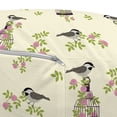 thumbnail image 3 of Floral Pouf Cover with Zipper, Birds Cages Roses and Leaves Interpretation in a Romantic Layout Vintage, Soft Decorative Fabric Unstuffed Case, 30" W X 17.3" L, Cream and Multicolor, by Ambesonne, 3 of 5