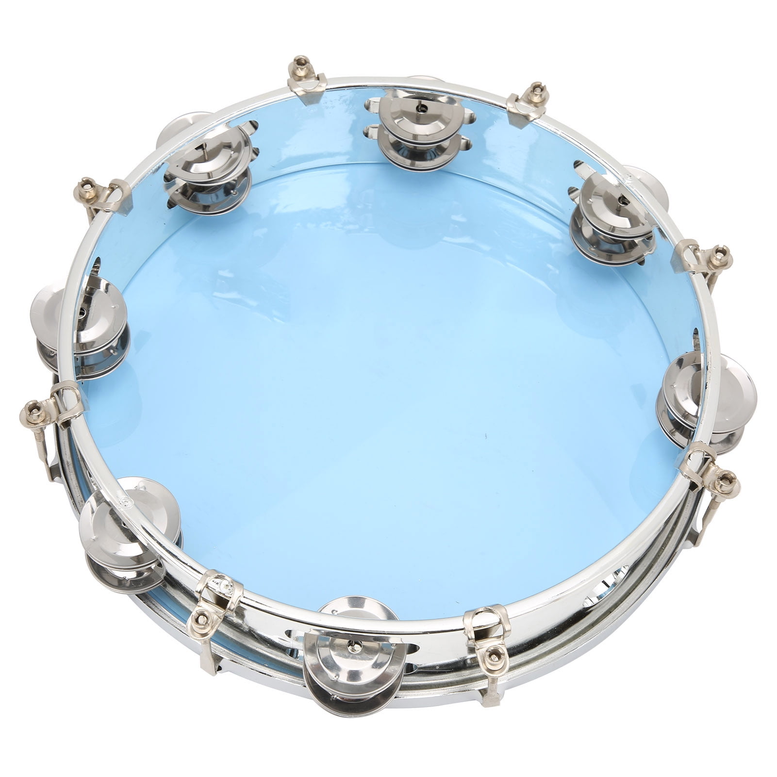 10in Hand Tambourine Percussion Instrument Adjustable Double Row Jingles with ABS & Metal for Party Performance Karaoke