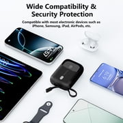 Yoobao Mini Power Bank PD20W Fast Charging with LED Display, 10000mAh Portable Charger with Built-in Cables, 3 Outputs 1 Input Battery Pack Compatible with iPhone 16 15 Samsung iPad, Black