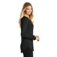 thumbnail image 3 of Wenseny Long Sleeve Fitted Shirts Tunic Round neckline Side Split Casual Shirts Black XL, 3 of 6