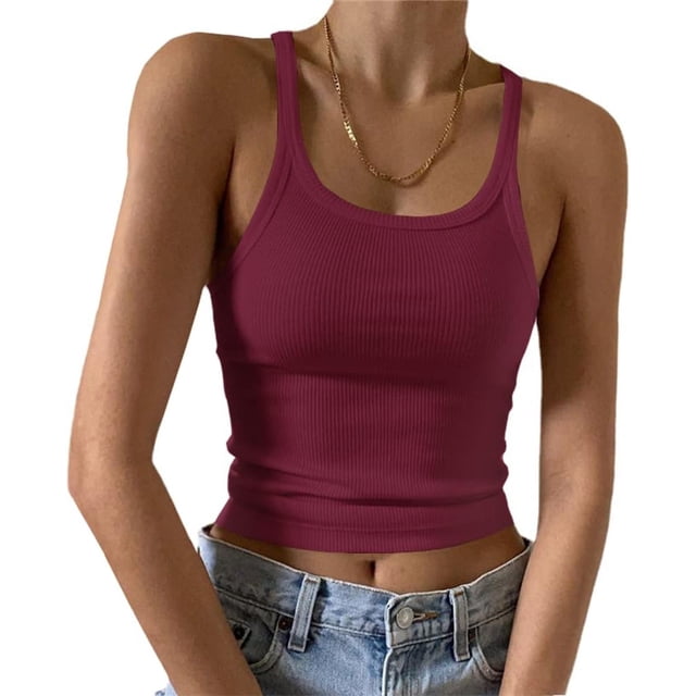 Artfish Camisole Sans Manches pour Femme, Coupe Ajustée, Encolure Dégagée, Tricot Côtelé, Camisole Basique