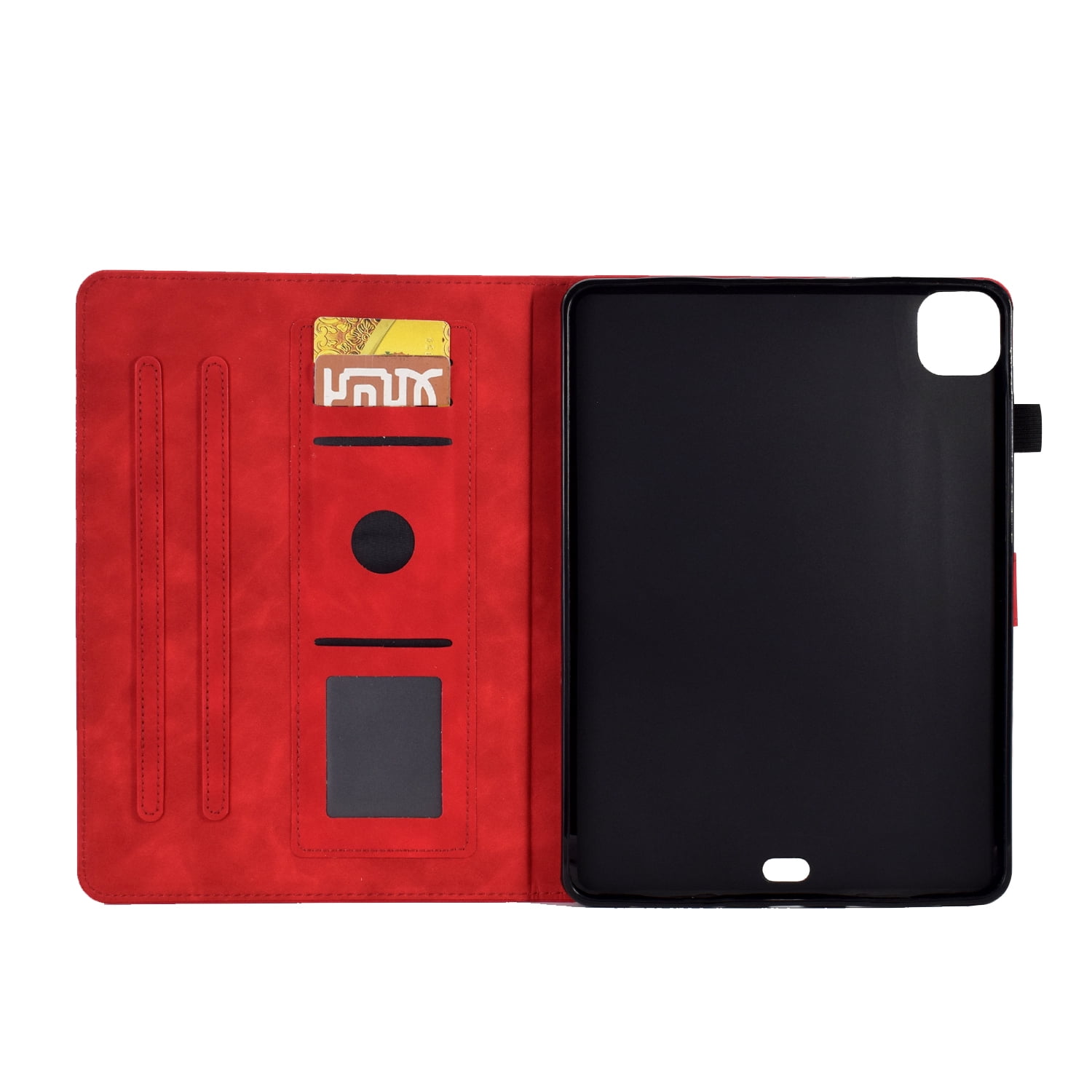 Allytechgroup iPad Pro 11 2024 M4 Case Cover, Eiffel Tower Butterfly Embossed Stylish Bumper Auto Sleep Wake Protective Kickstand Slim Fit Pencil Holder Case for Apple iPad 11 Inch Pro 2024, Red