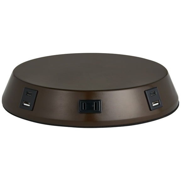 360 Lighting 1 3/4" High Universal Charging Workstation Lamp Base USB Port AC Power Outlet Brown Bronze Finish Metal Living Room