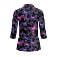 thumbnail image 3 of Uorisanigo Purple Butterfly Women's Golf Top Breathable Polyester Spandex Fabric Moisture Wicking Tennis Activewear Soft Stylish Outing Wear with Zipper 3/4 Sleeve Pullover Size M, 3 of 7