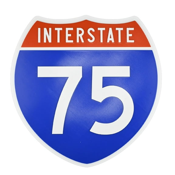 Interstate 75 Road Sign Replica, number Personalized Travel Decor, 8.5" x 8.5"