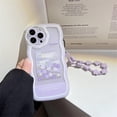 thumbnail image 4 of Compatible con iPhone 13 Pro Max Funda con diseño de patrón floral de flor morada linda Estética Mujeres Adolescentes Niñas Funda protectora de lente de flor para iPhone, 4 of 5